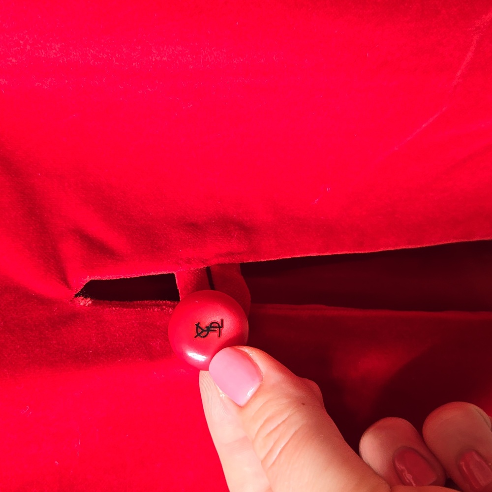 Vintage red pencil skirt with YSL button